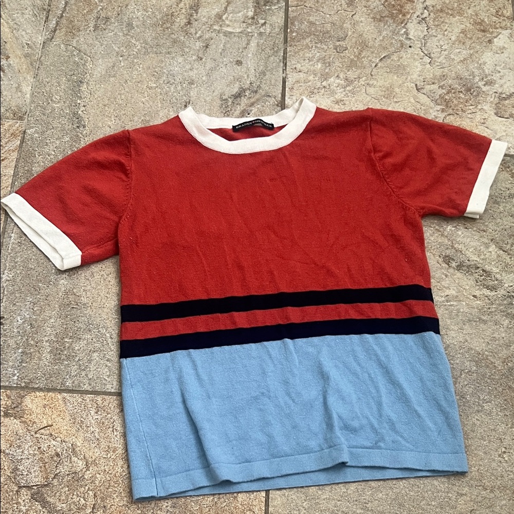 Brandy Melville Red and Blue Short Sleeve Tee